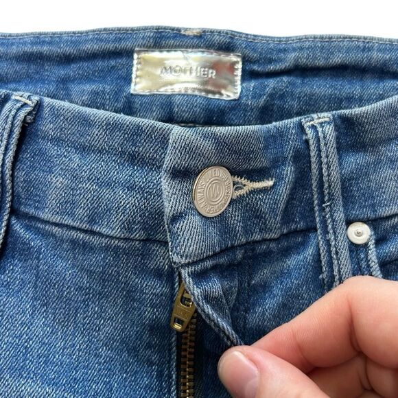 Mother The Looker Crop‎ In Graffiti Girl Wash Slim Leg with Distressing Size 24 - Picture 4 of 10